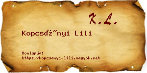 Kopcsányi Lili névjegykártya